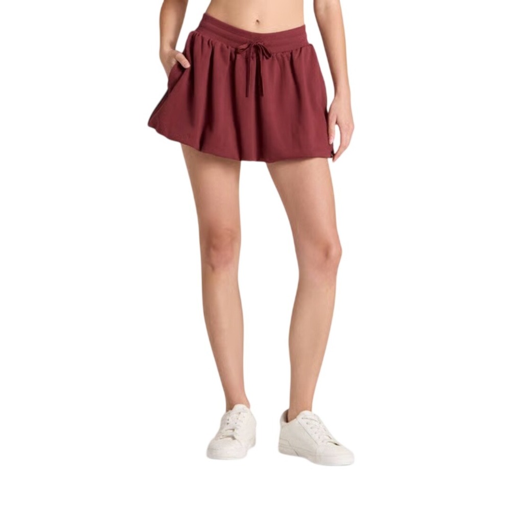 JoyLab Women's Burgundy Bubble Hem Drawstring French Terry Skort Size M